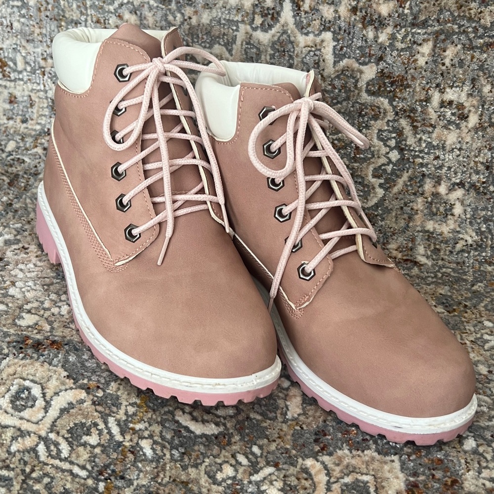 Women's Pink Ankle Boots, Size 8.5